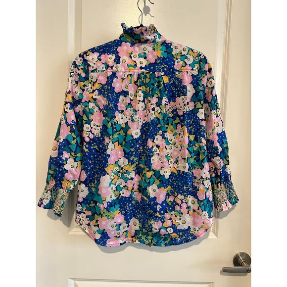 Tuckernuck Teagan Floral Popover Shirt 3/4 Sleeve Top Sz. XS - Picture 2 of 9